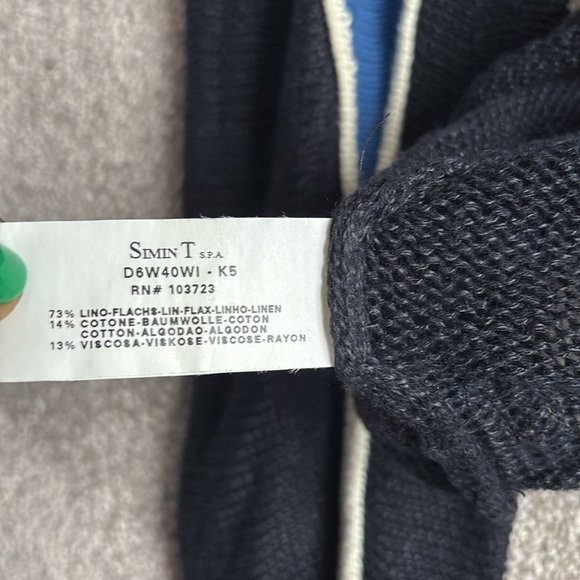 Armani Jeans Navy black contrast Futuristic Linen Mesh long sleeve Sweater XXL - Picture 5 of 15